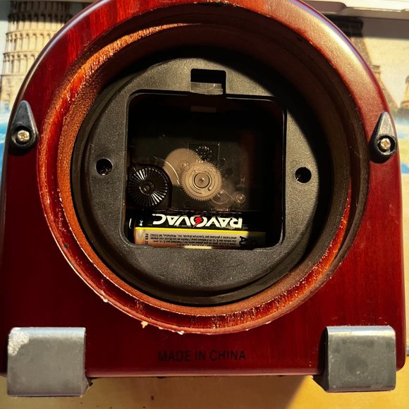 Fossil Mantel Desk Clock WWII Fighter Plane P-47 Thunderbolt Wooden Body AA Batt - Picture 9 of 12